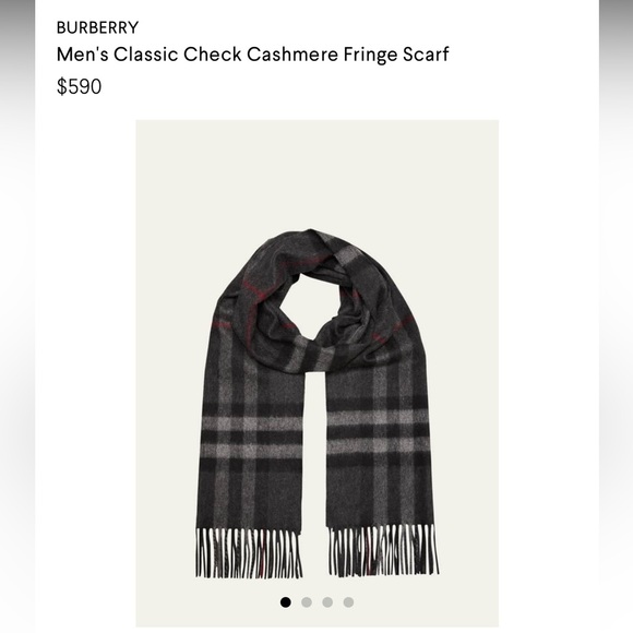 •Burberry Grey Check Cashmere Scarf Unisex 12”x70”Made In Scotland NWOT - Picture 2 of 12